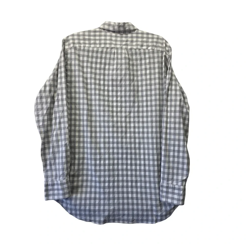 J.Crew Secret Wash Shirt Mens Medium Grey Gingham Organic Cotton Stretch Classic - Picture 2 of 11